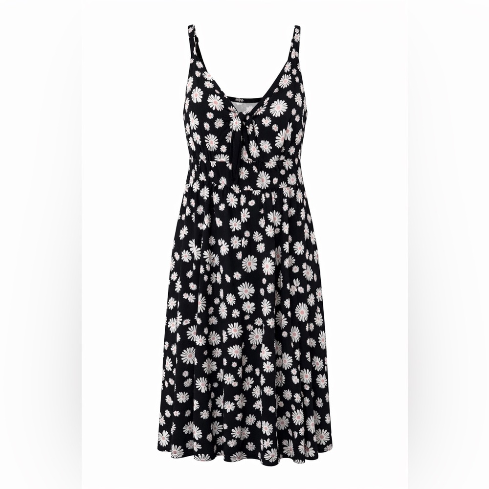 Torrid Black Mini Dress with White Floral Daisy Pattern